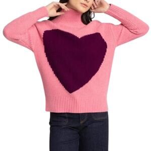 NEW KINROSS heart funnel sweater in shrimp